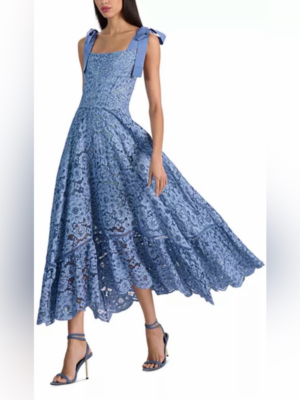 Alice + Olivia Rosalee Lace Midi Dress in Indigo